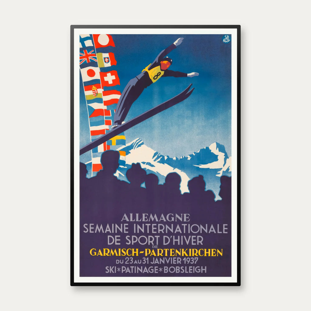 Skihop 1936 - Garmish-Partenkirchen - 50×77 cm – billede 1
