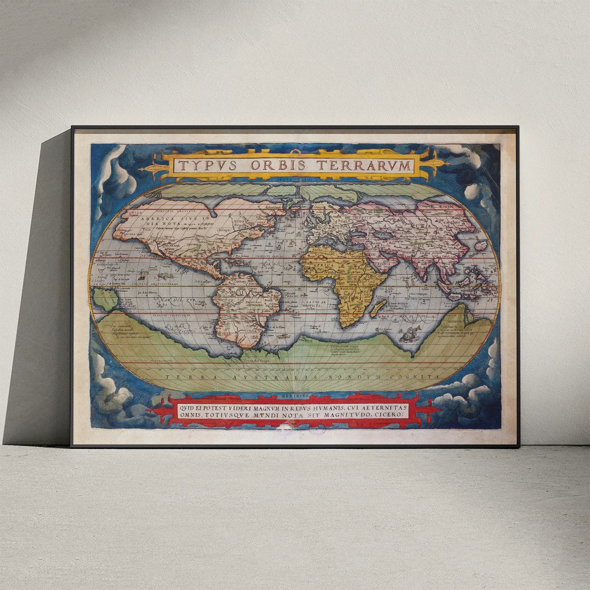 Verdenskort 1570 - Typus Orbis Terrarum - Plakat – billede 3