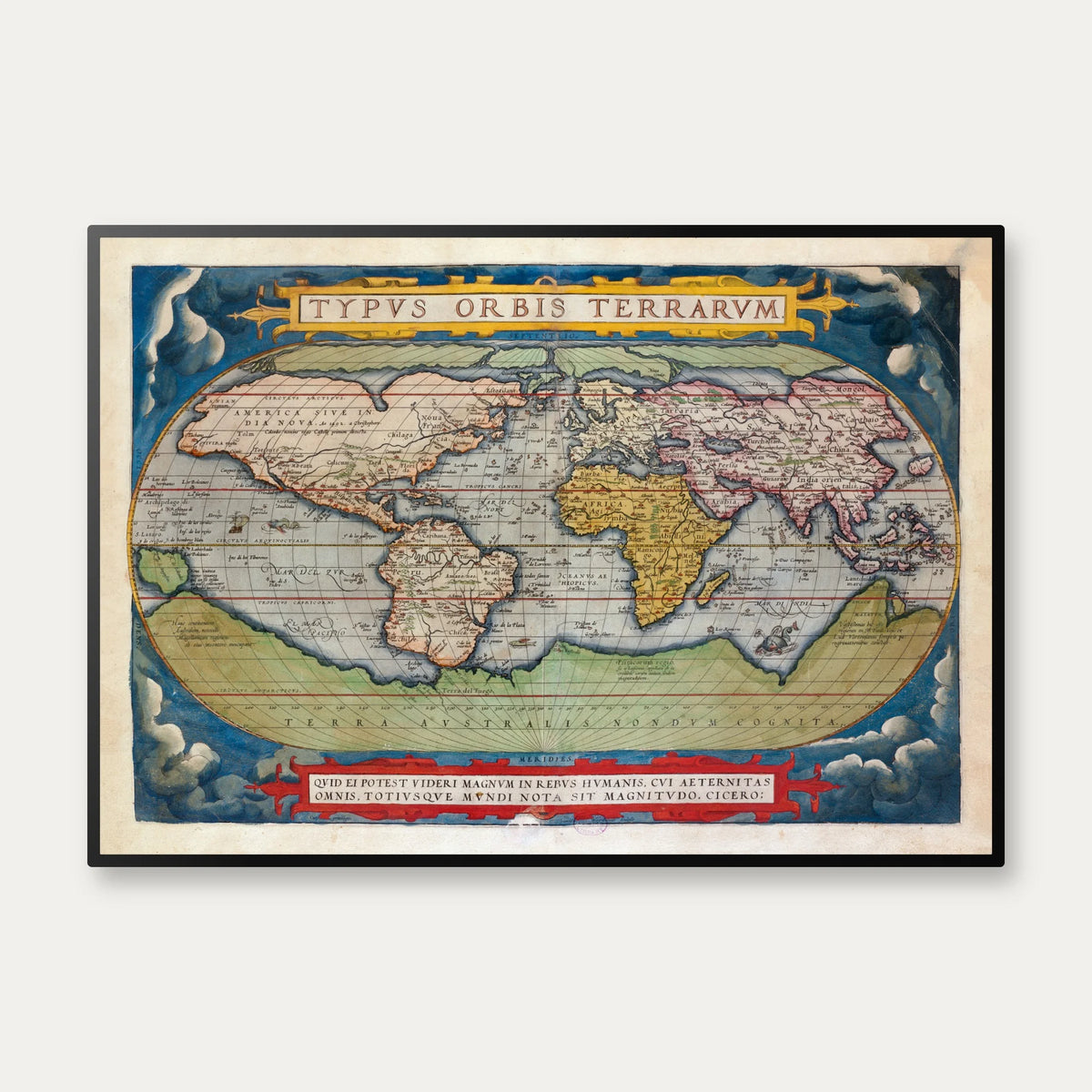 Verdenskort 1570 - Typus Orbis Terrarum - Plakat – billede 1