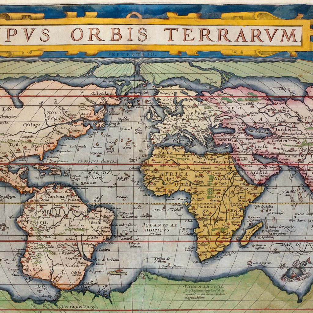 Verdenskort 1570 - Typus Orbis Terrarum - Plakat – billede 4