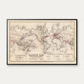 Telegrafkort over verden 1900 - 77×50 cm – billede 1