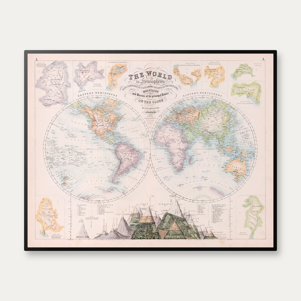 Verden i højder 1849 - Plakat - 75×60 cm – billede 1