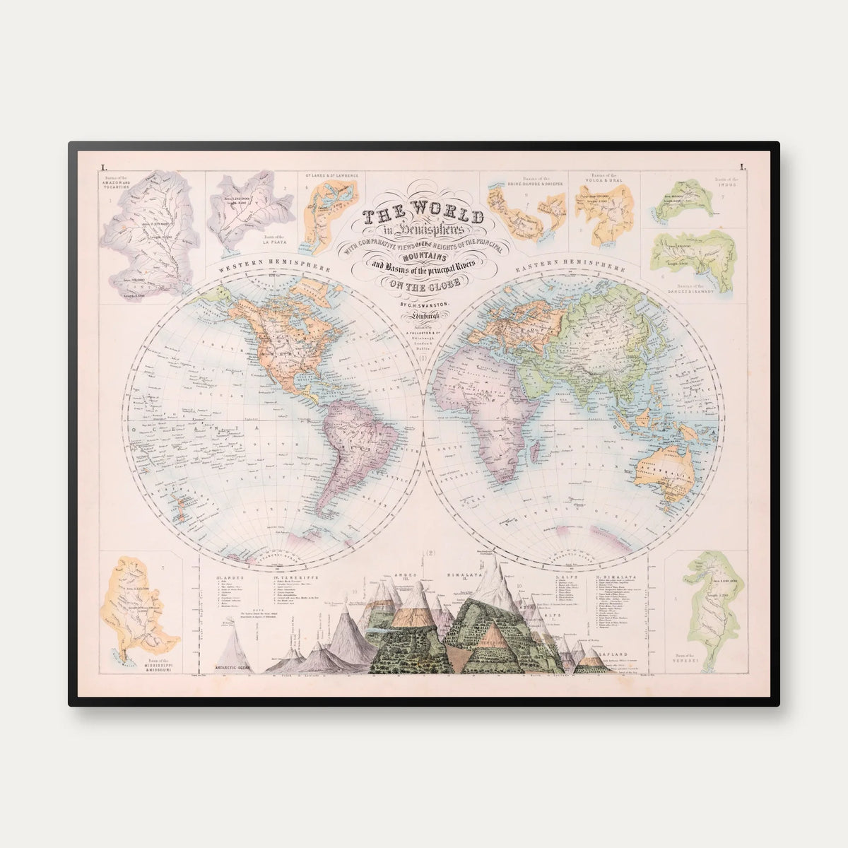 Verden i højder 1849 - Plakat - 75×60 cm – billede 1