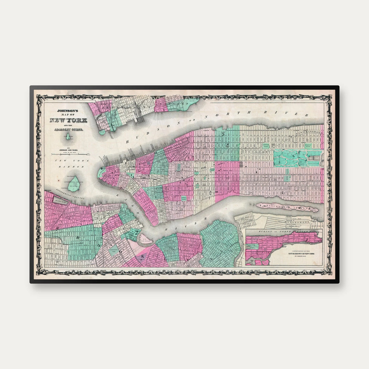 New York City 1862 - Bykort - 78×50 cm – billede 1