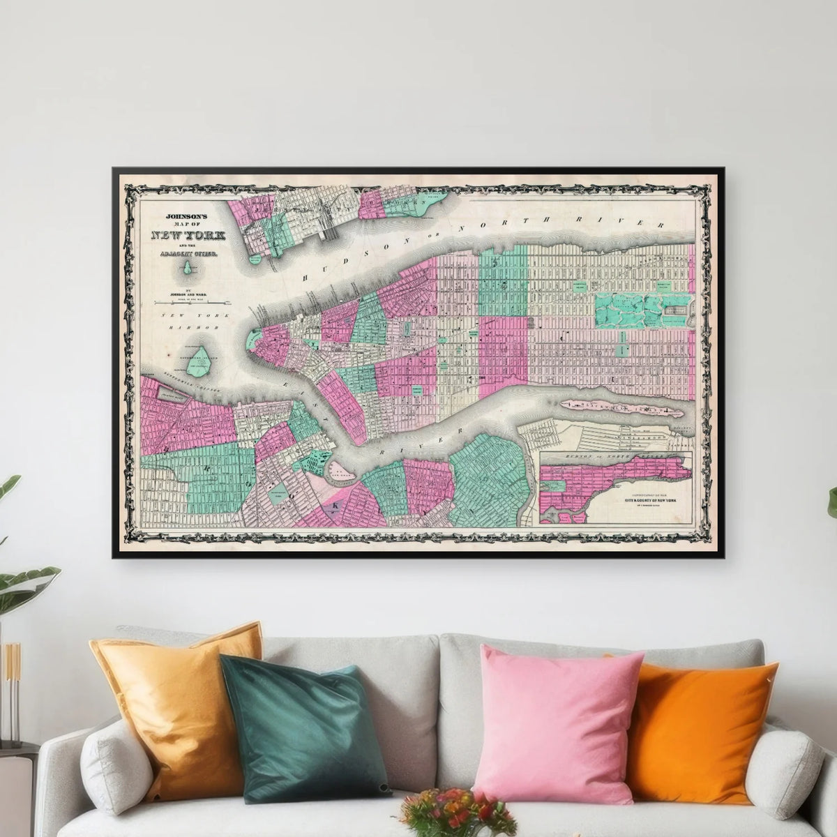 New York City 1862 - Bykort - 78×50 cm – billede 3