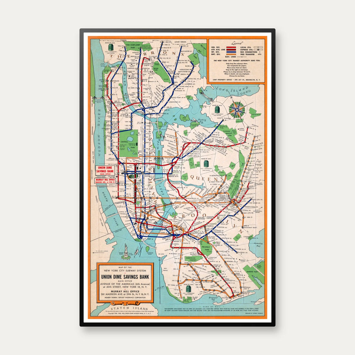 New York Subway - Plakat - 46×70 cm – billede 1