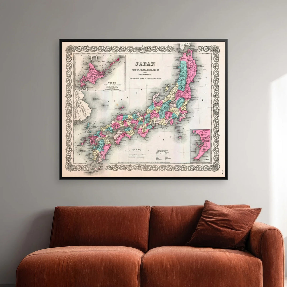 Japan 1855 - Kort - 60×50 cm – billede 2