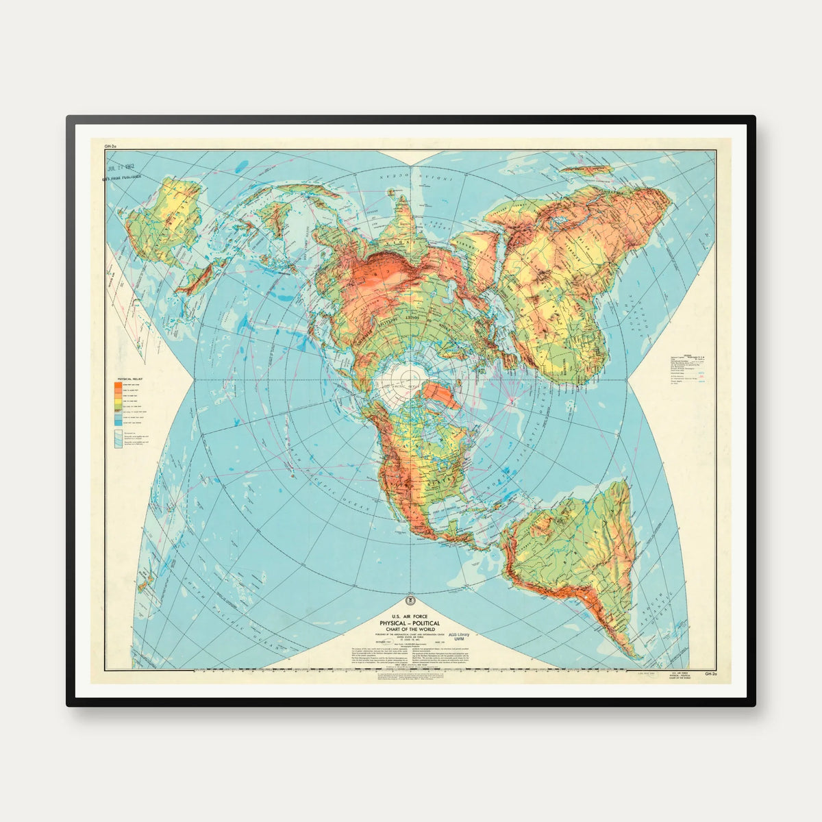 US Air Force 1961 - Verdenskort - 59×50 cm – billede 1
