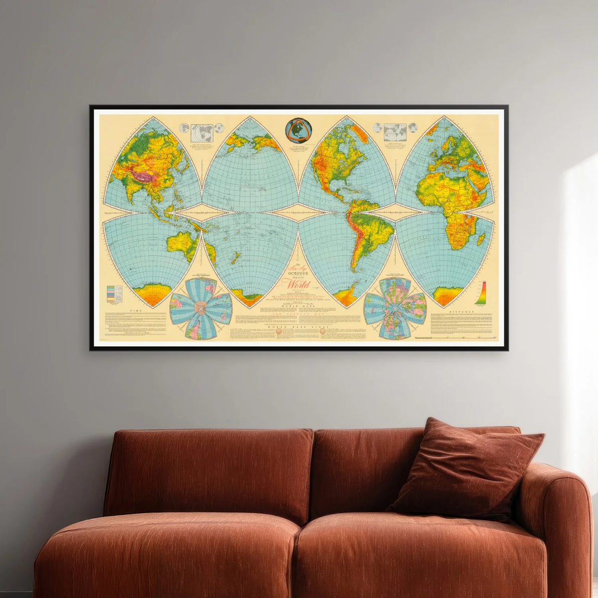 Octovue verdenskort 1943 - 85×50 cm – billede 2