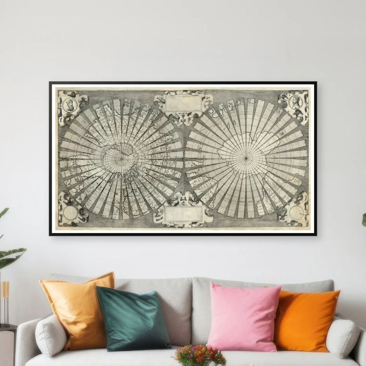 Floriano verdenskort 1650 - 87×50 cm – billede 3