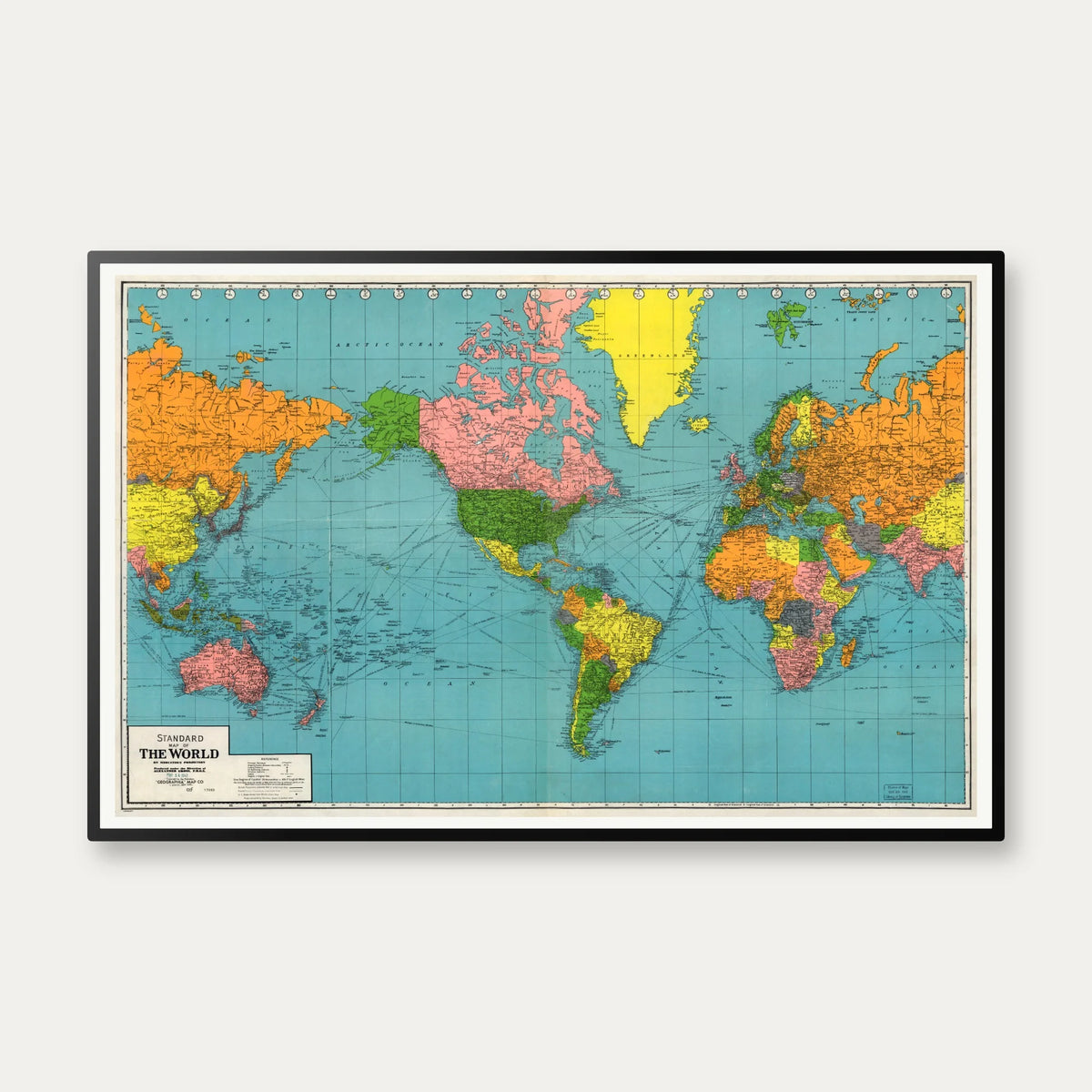 Standard map of the World - Plakat - 78×50 cm – billede 1