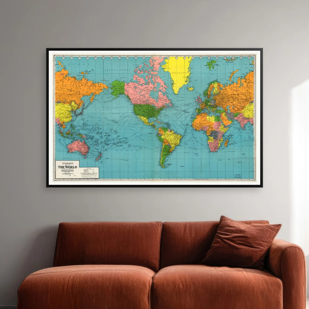 Standard map of the World - Plakat - 78×50 cm – billede 2