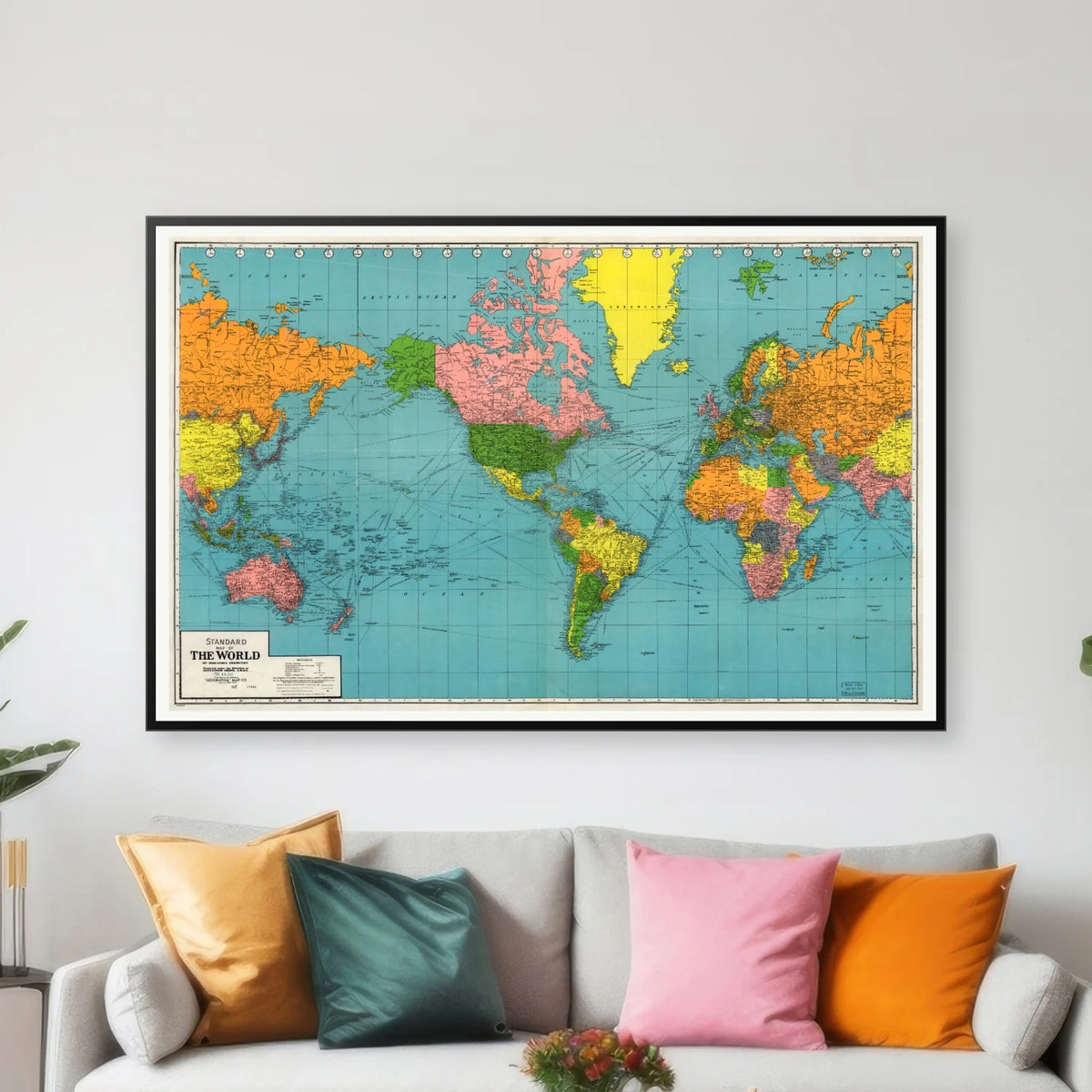 Standard map of the World - Plakat - 78×50 cm – billede 3