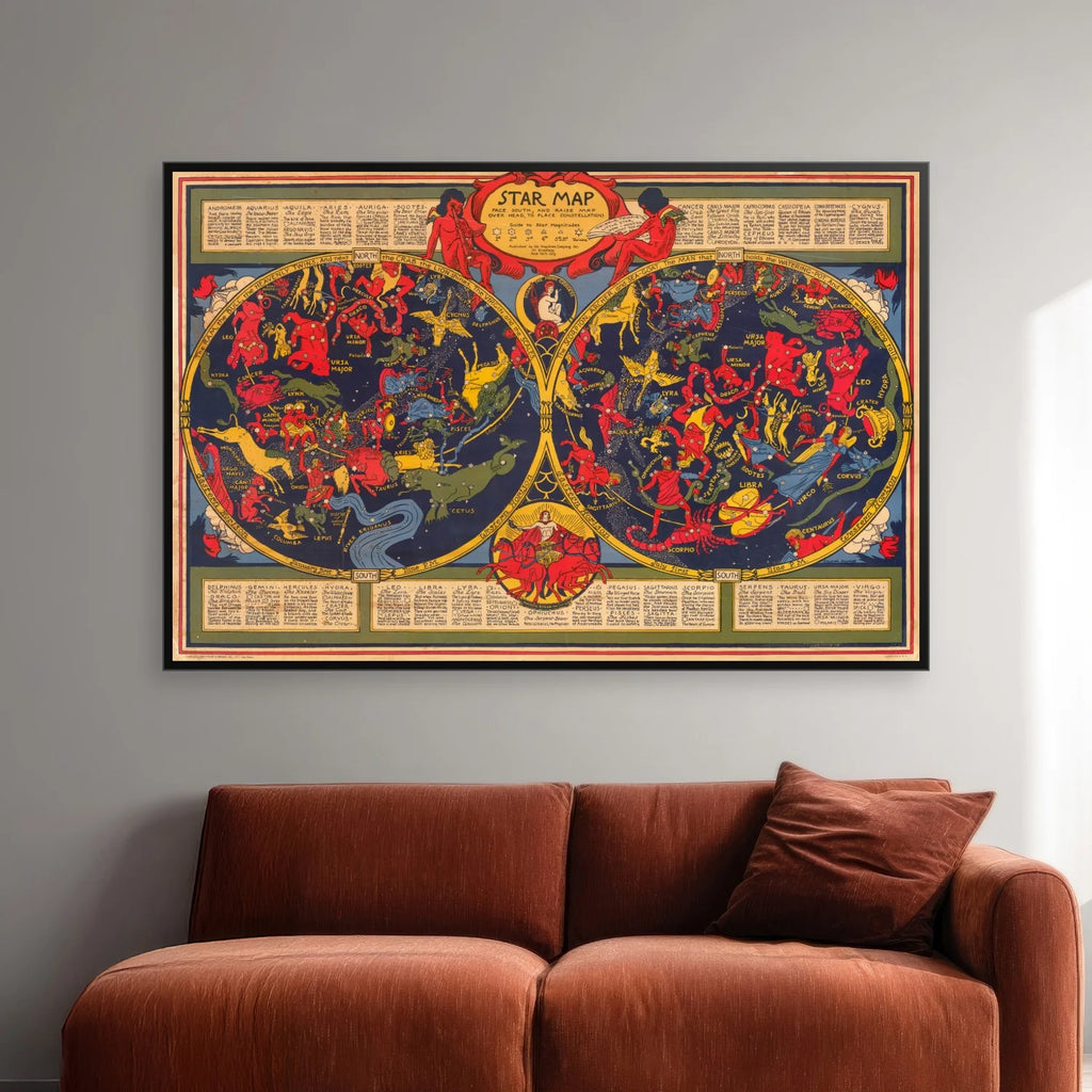 Shurtleff's Stjernekort 1930 - Astronomi - 70×47 cm – billede 2