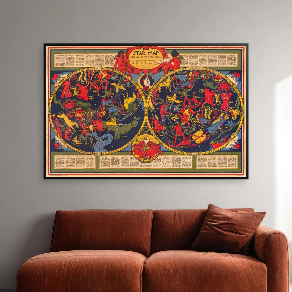 Shurtleff's Stjernekort 1930 - Astronomi - 70×47 cm – billede 2