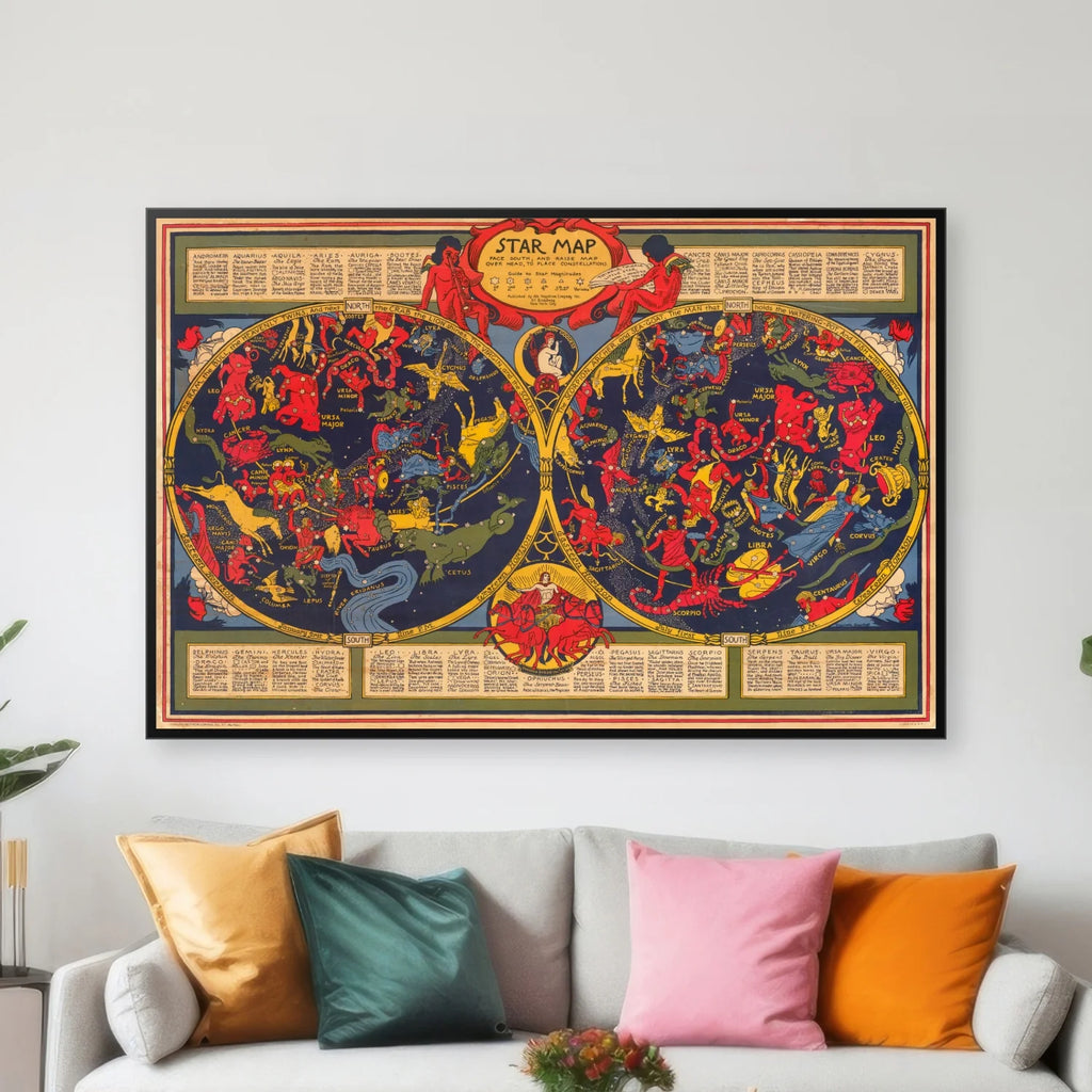 Shurtleff's Stjernekort 1930 - Astronomi - 70×47 cm – billede 3