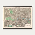Londonkort med Themsen - Bykort - 78×60 cm – billede 1