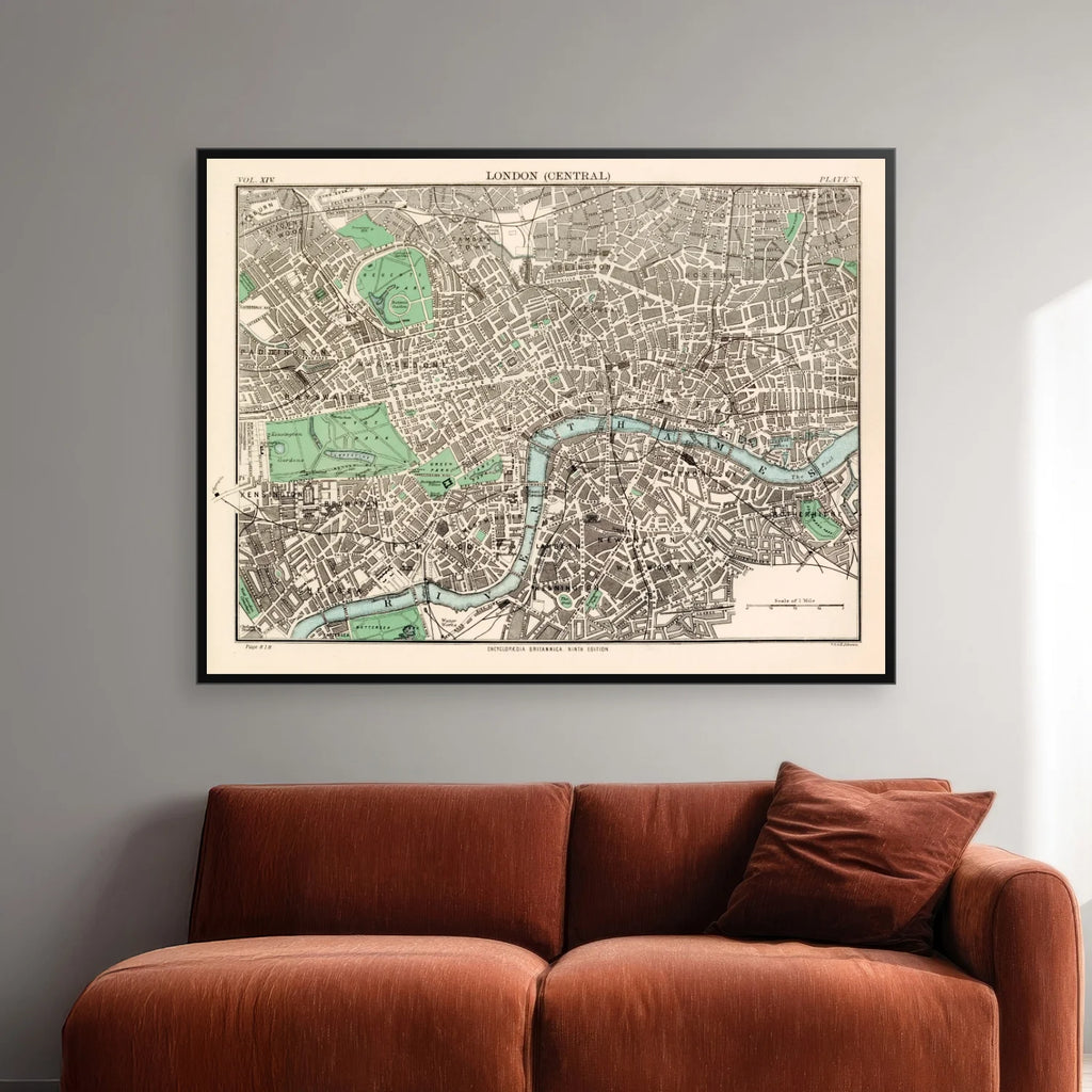 Londonkort med Themsen - Bykort - 78×60 cm – billede 2