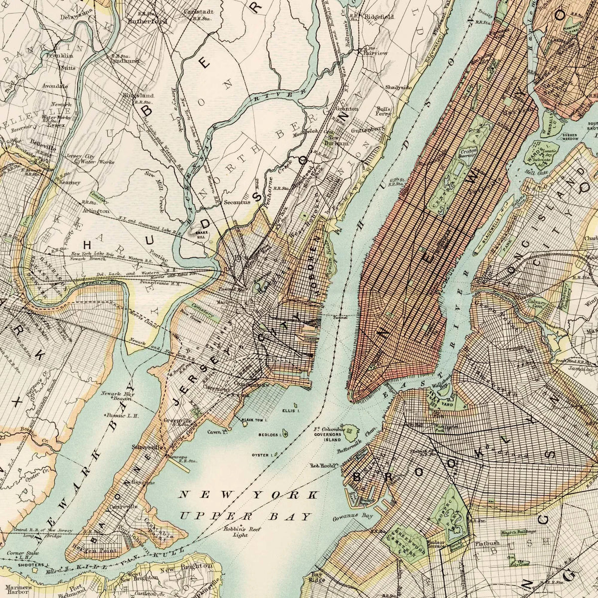 New York og omegn 1880 - Bykort – billede 4