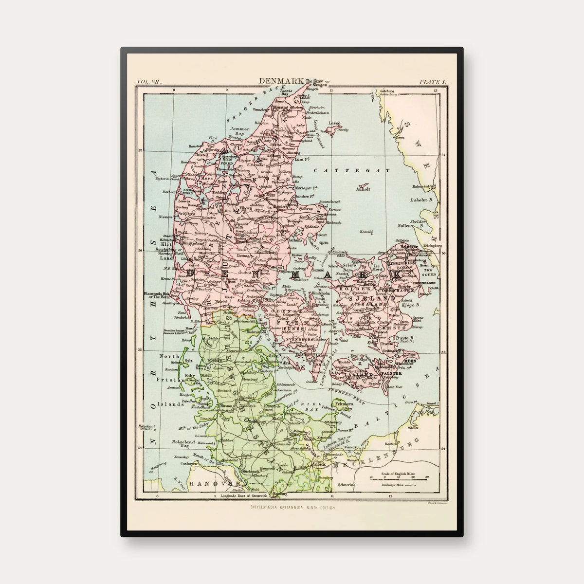 Danmark 1880 - Politisk kort – billede 1