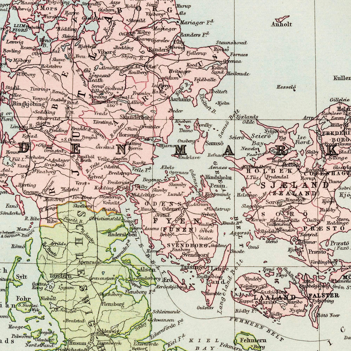 Danmark 1880 - Politisk kort – billede 4