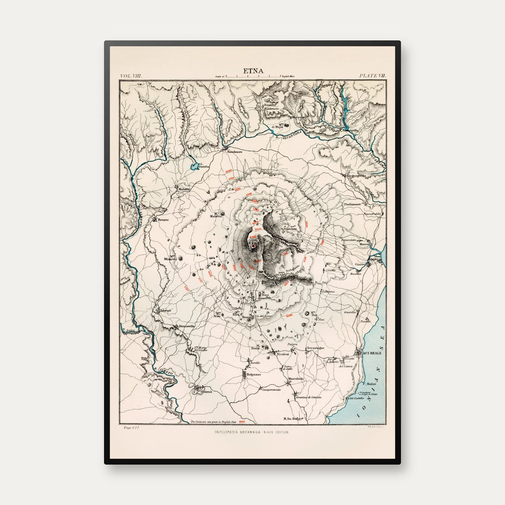 Etna Vulkan 1880 - Topografisk kort – billede 1