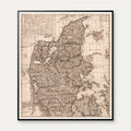 Jylland 1650 - Historisk kort af Mejer - 61×70 cm – billede 1