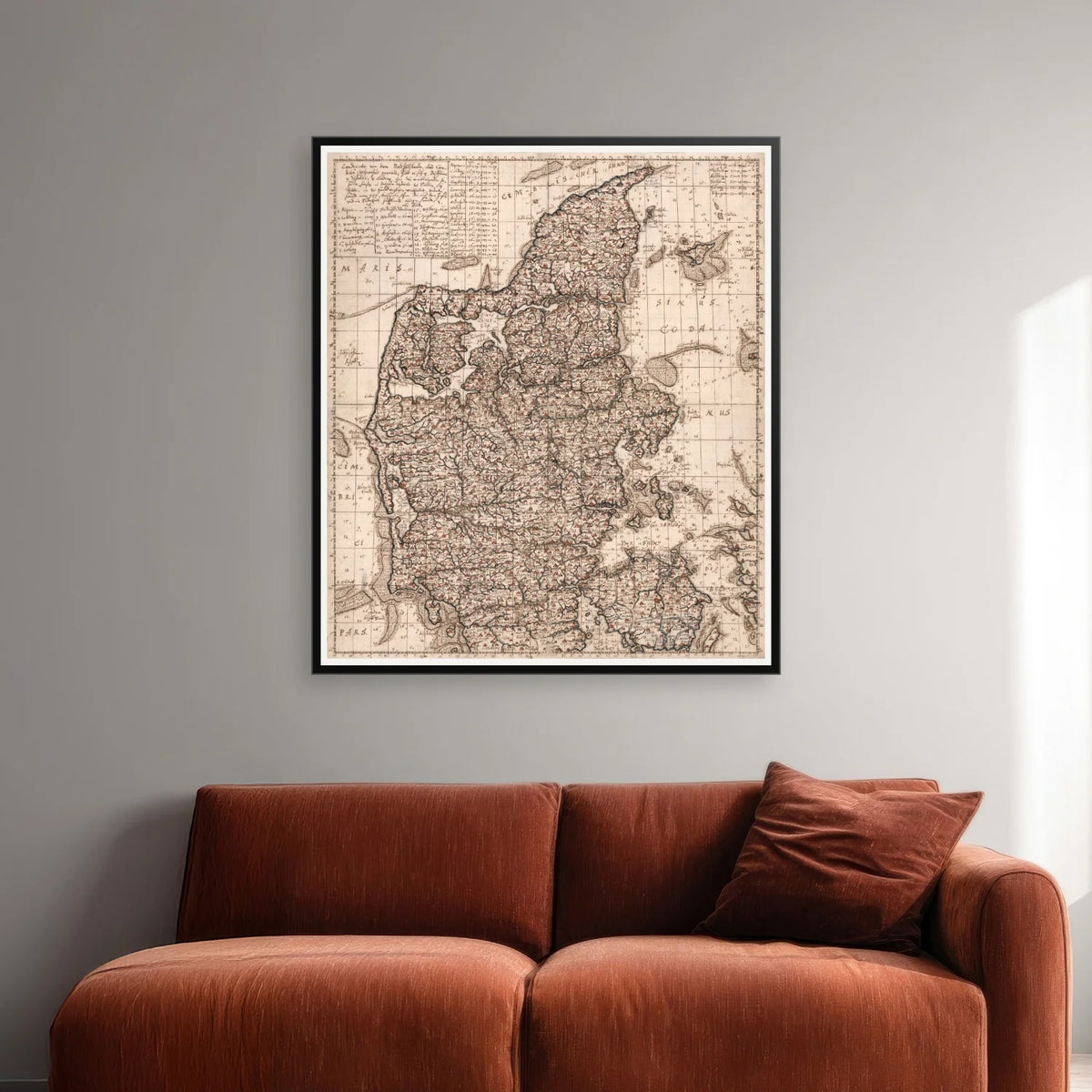 Jylland 1650 - Historisk kort af Mejer - 61×70 cm – billede 2