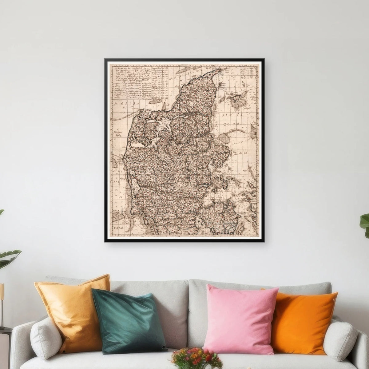 Jylland 1650 - Historisk kort af Mejer - 61×70 cm – billede 3