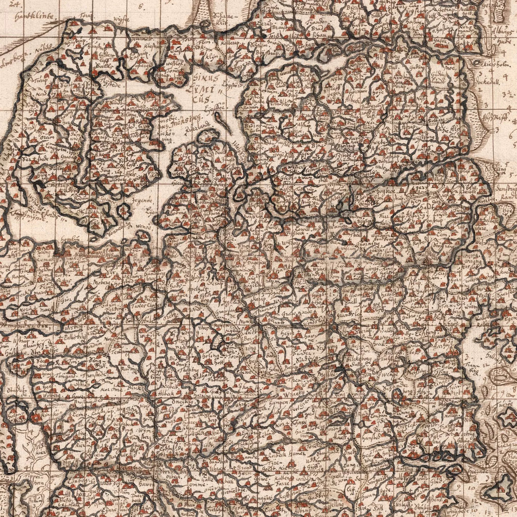 Jylland 1650 - Historisk kort af Mejer - 61×70 cm – billede 4