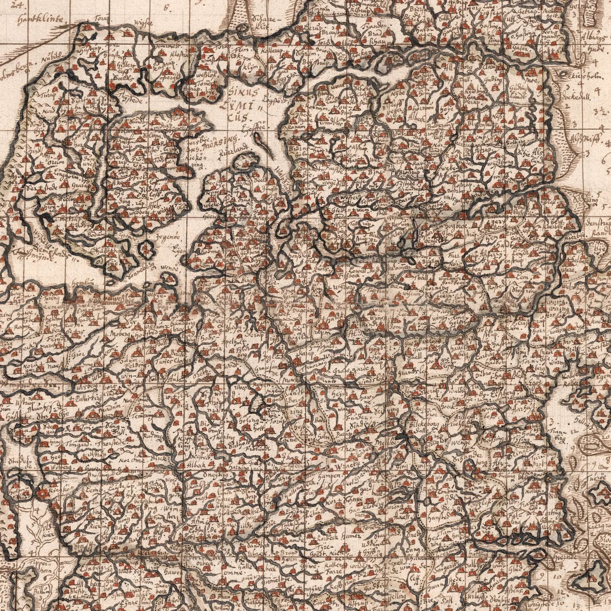 Jylland 1650 - Historisk kort af Mejer - 61×70 cm – billede 4