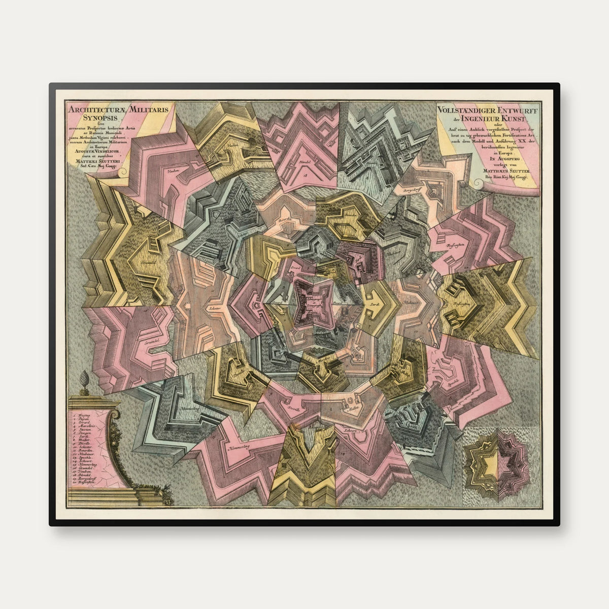 Fæstningsbygning 1700-tallet - Militærkort - 70×61 cm – billede 1