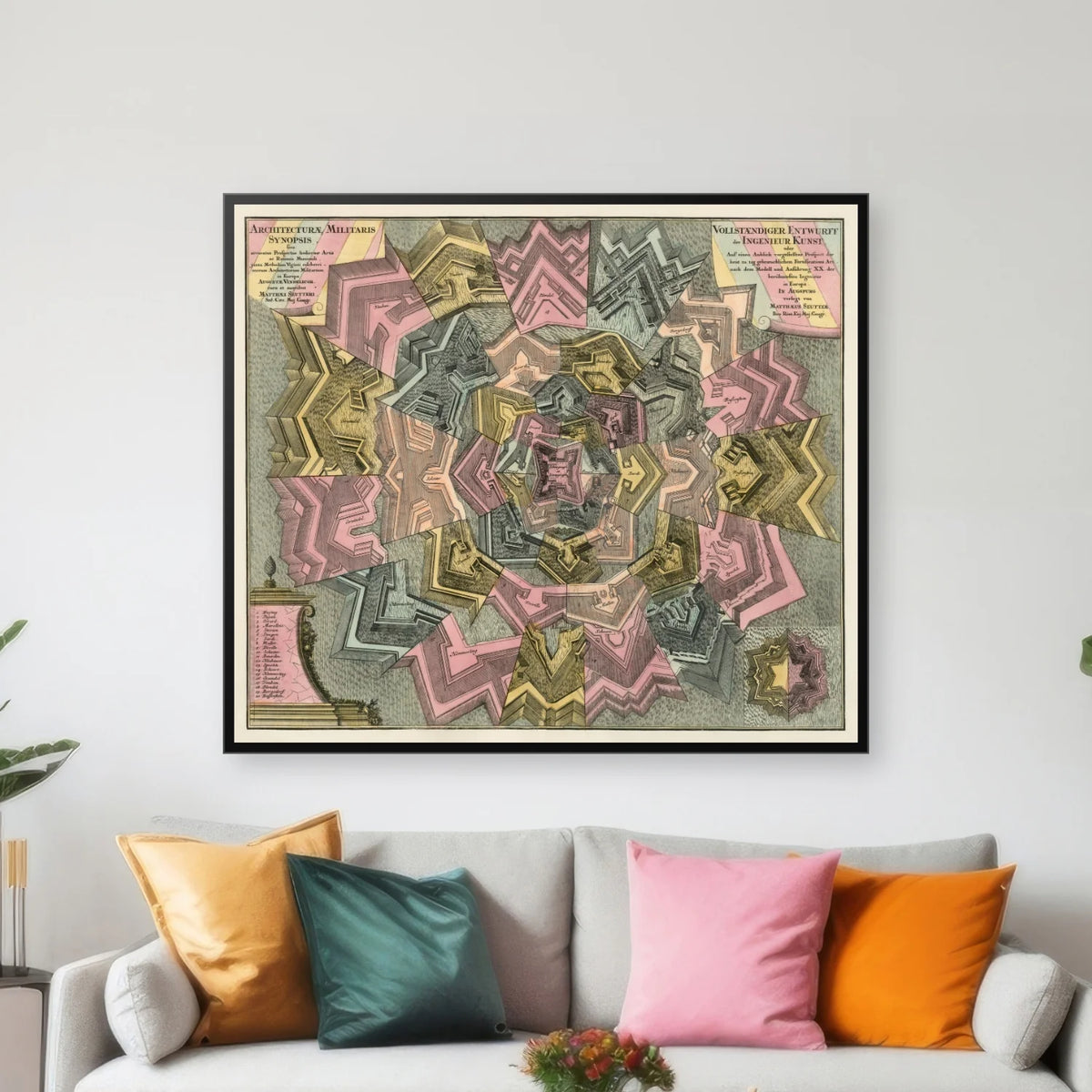 Fæstningsbygning 1700-tallet - Militærkort - 70×61 cm – billede 3