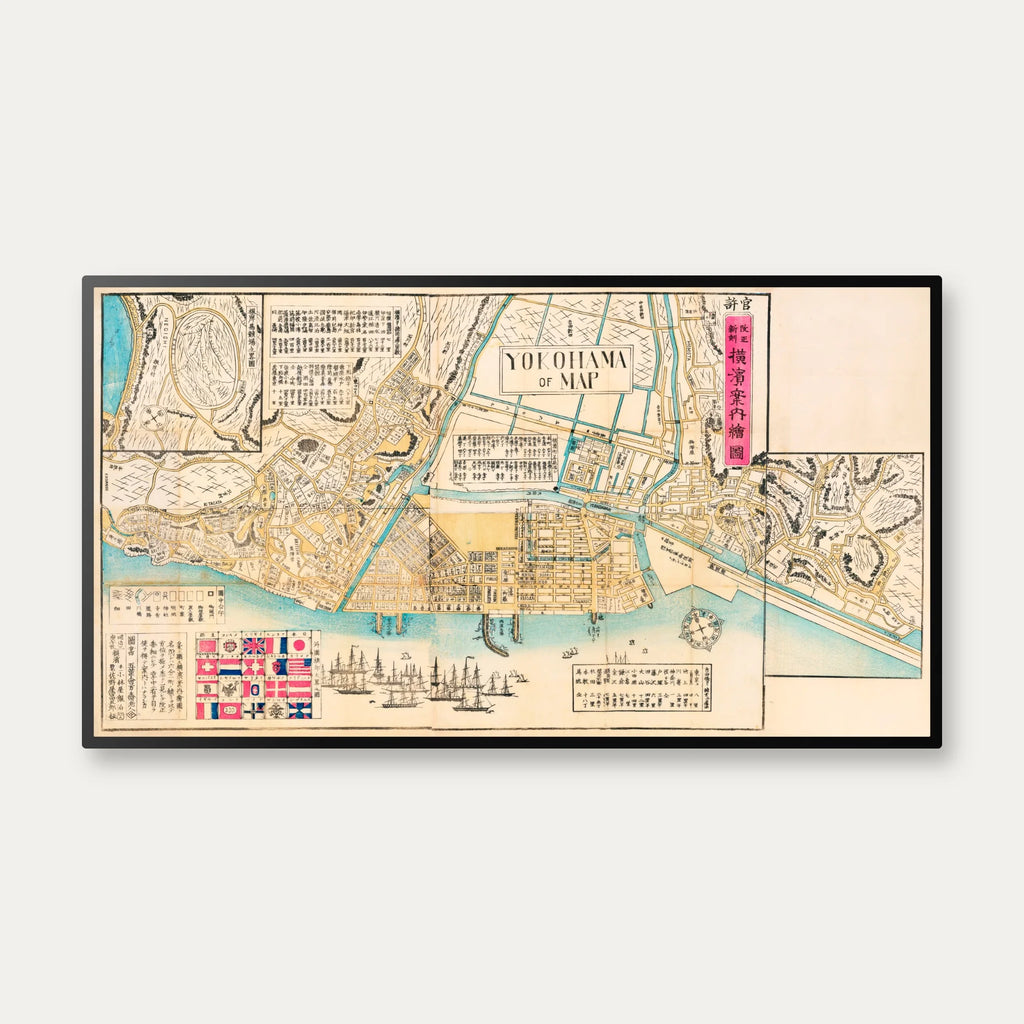Yokohama 1870 - Bykort - 45×82 cm – billede 1