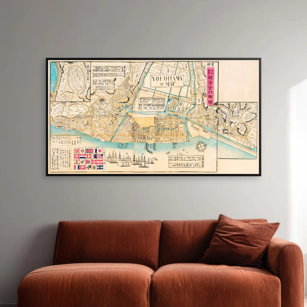 Yokohama 1870 - Bykort - 45×82 cm – billede 2