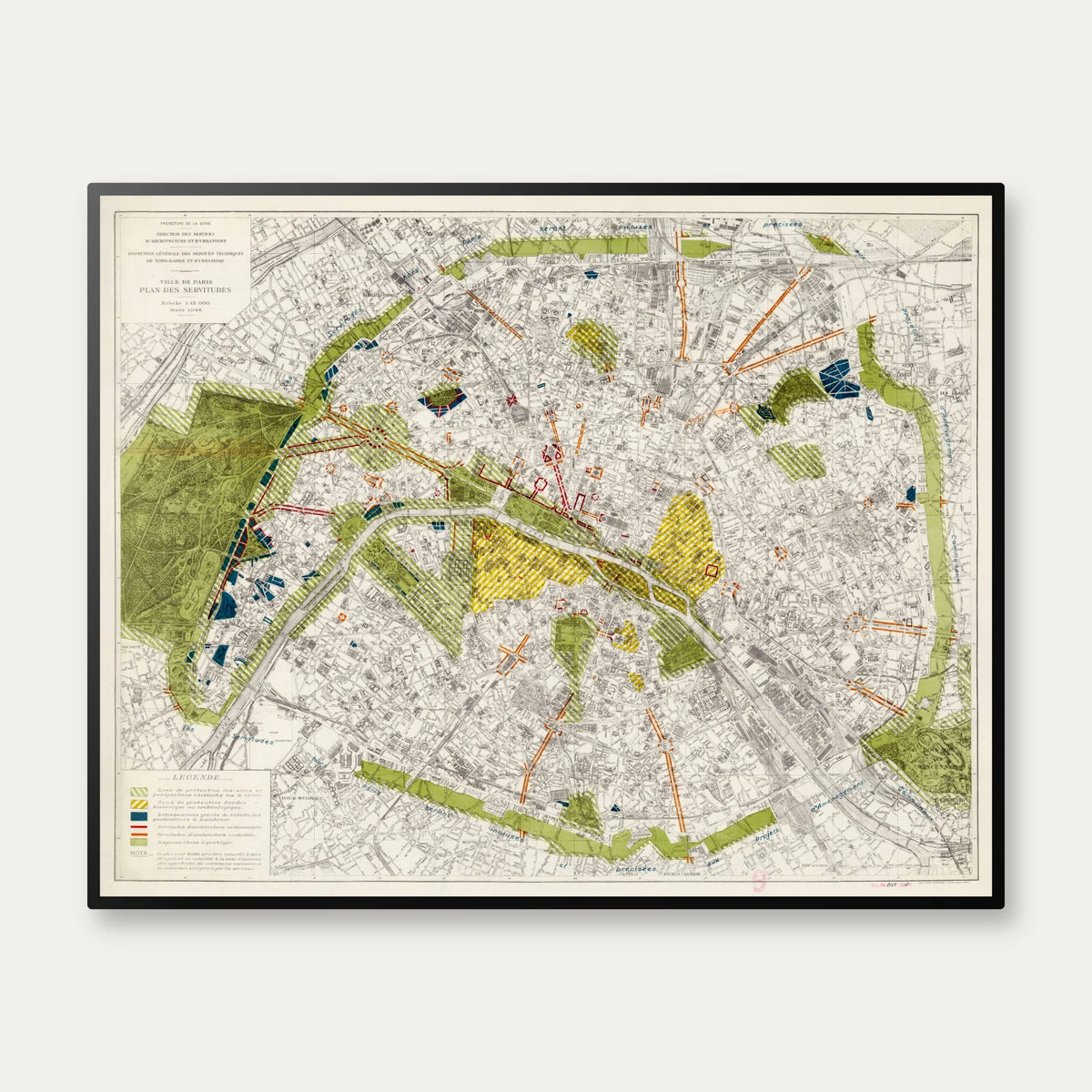 Paris 1948 - Byplan - 70×56 cm – billede 1