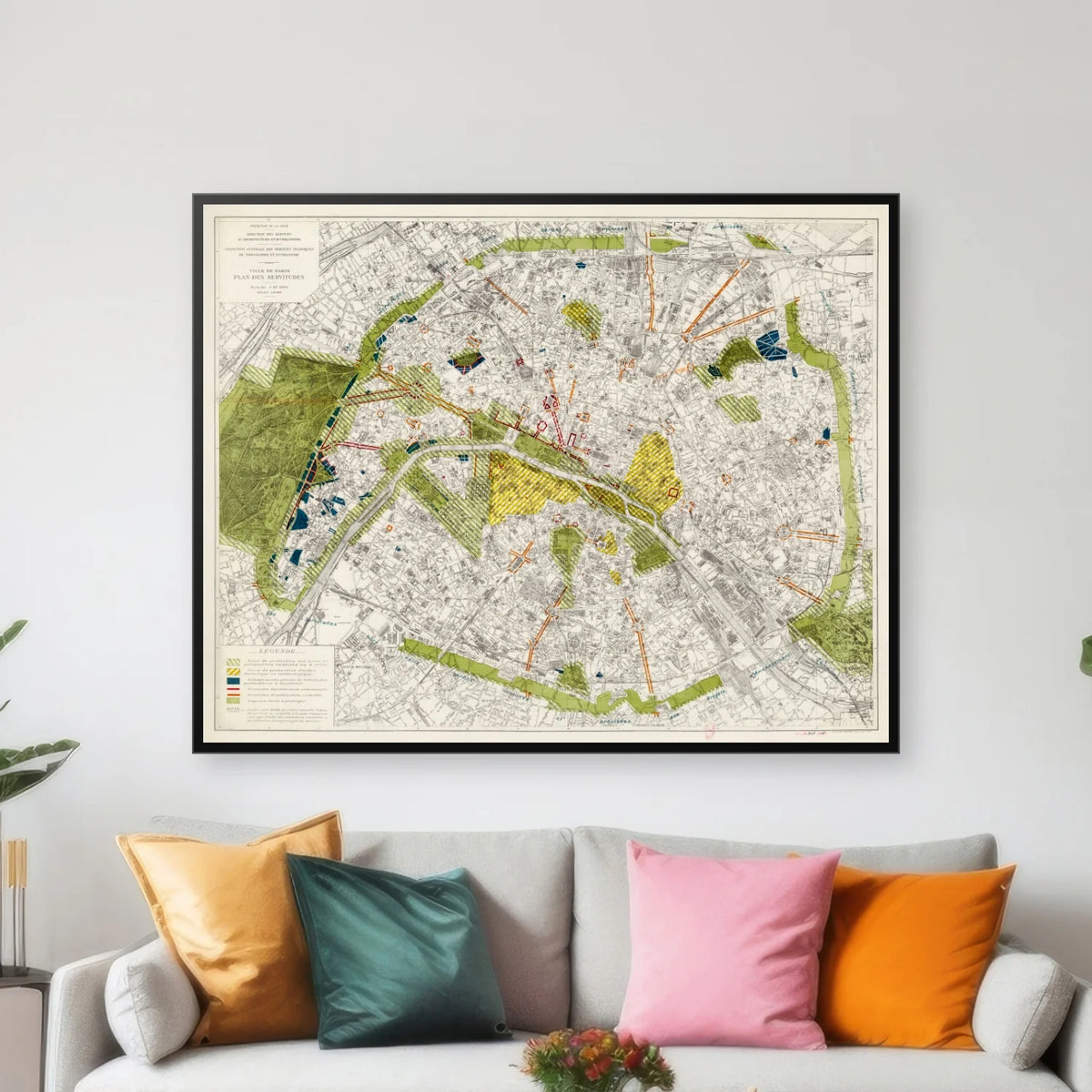 Paris 1948 - Byplan - 70×56 cm – billede 3