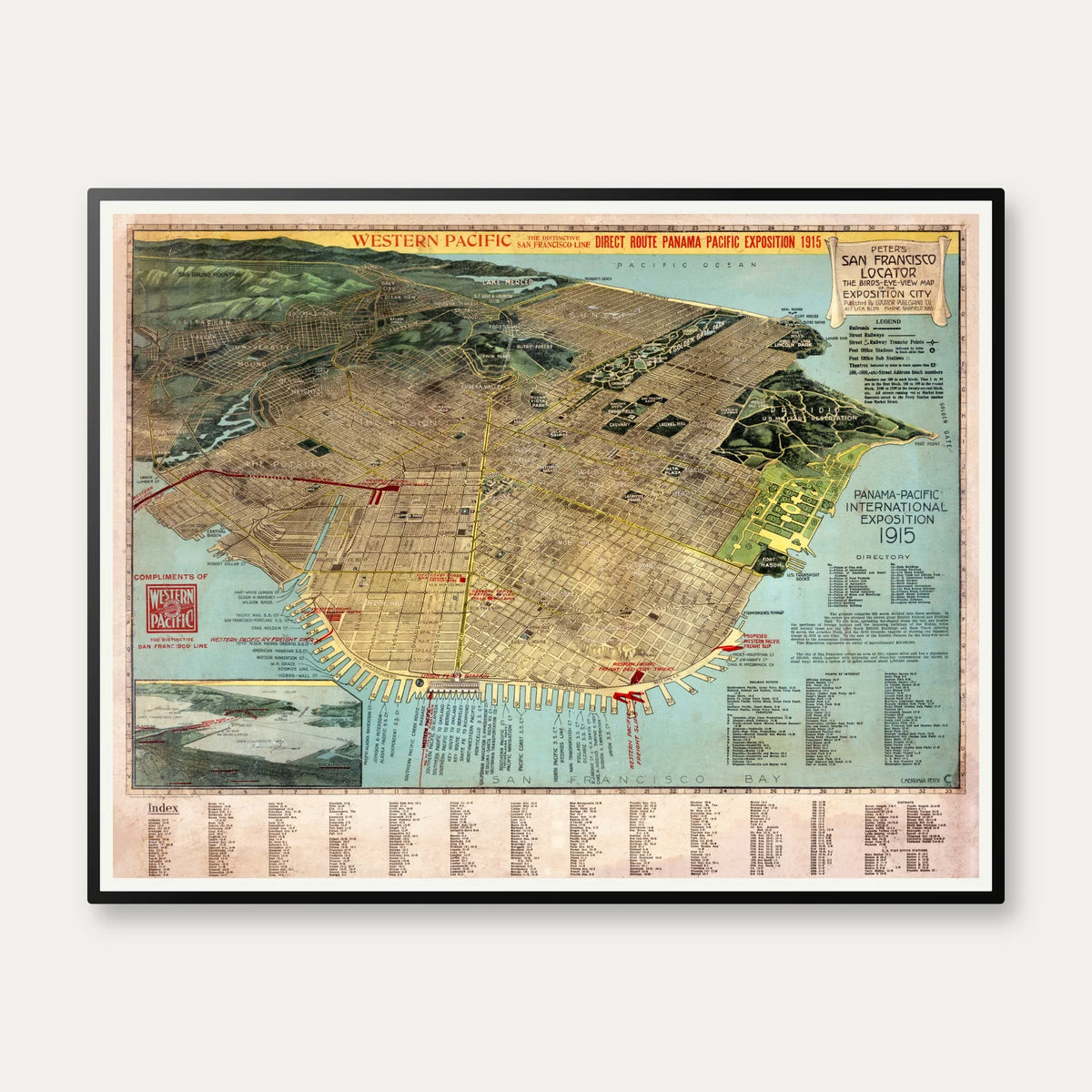 Panama-Pacific Exposition 1914 - Verdensudstillingskort - 70×55 cm – billede 1