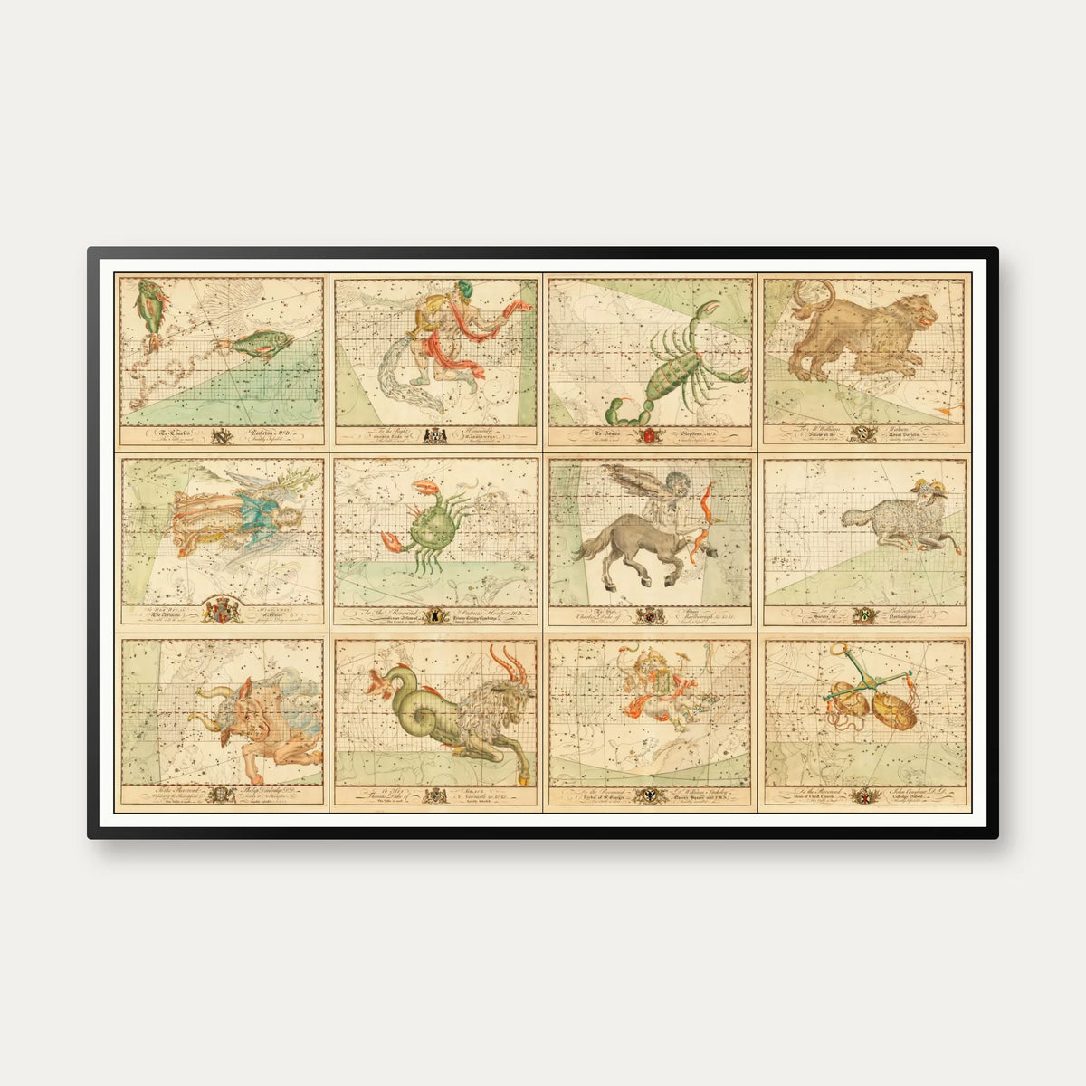 Zodiakens stjernekort - Samlet tavle - 80×52 cm – billede 1