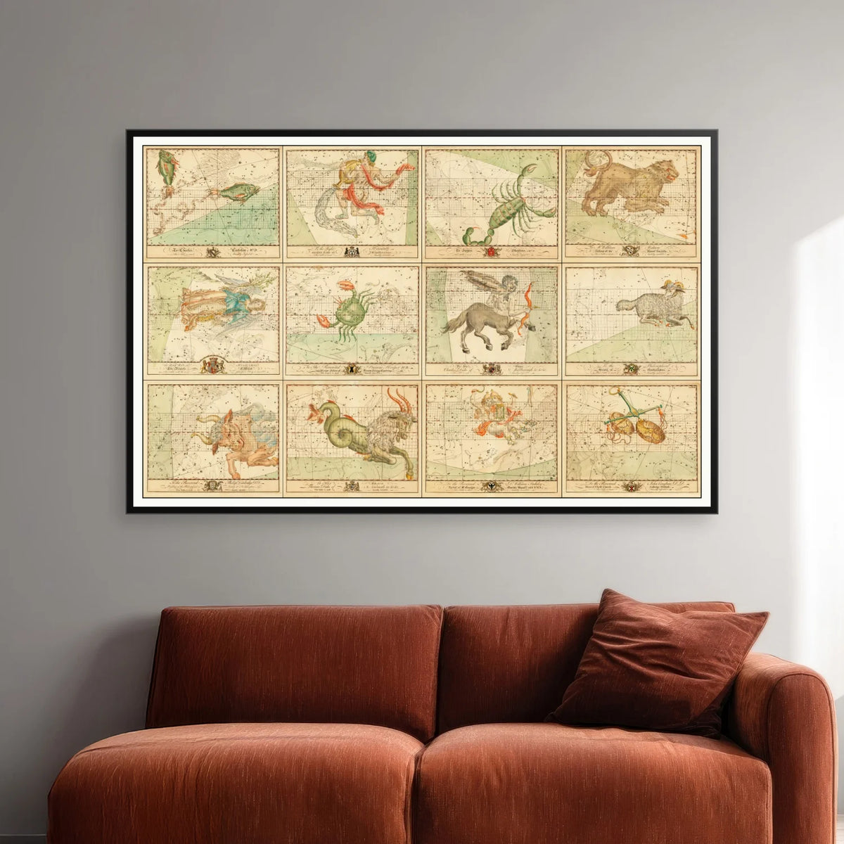 Zodiakens stjernekort - Samlet tavle - 80×52 cm – billede 2