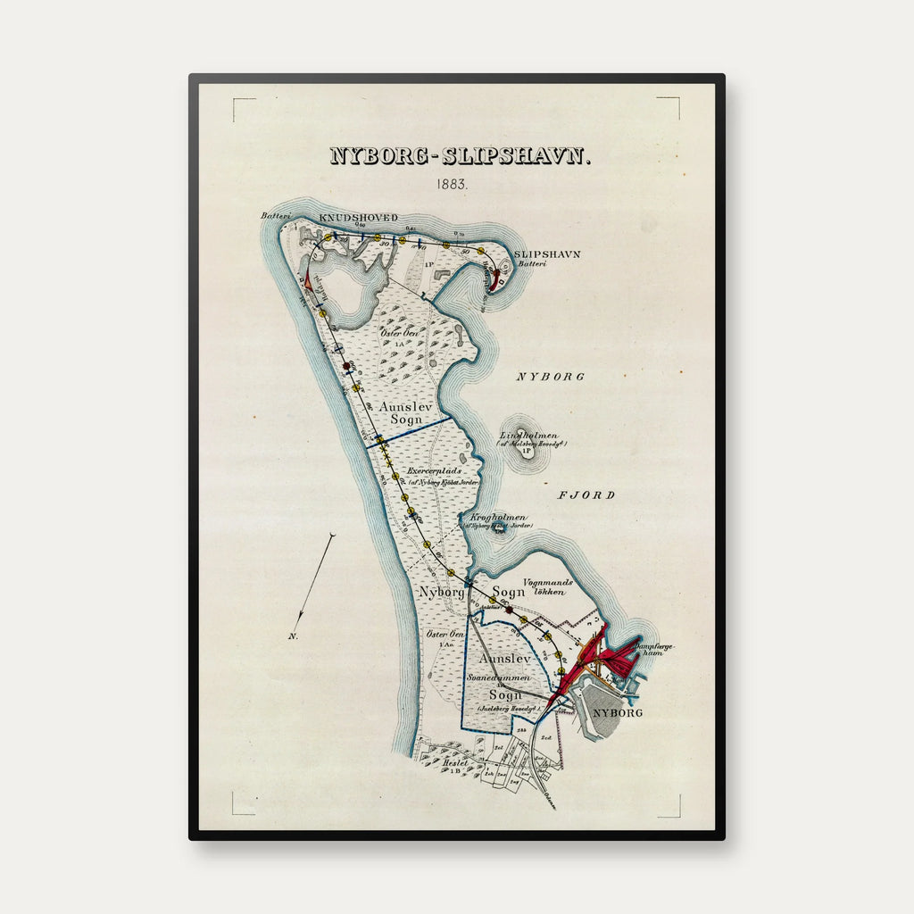 Nyborg & Slipshavn 1883 - Kommunikationskort – billede 1