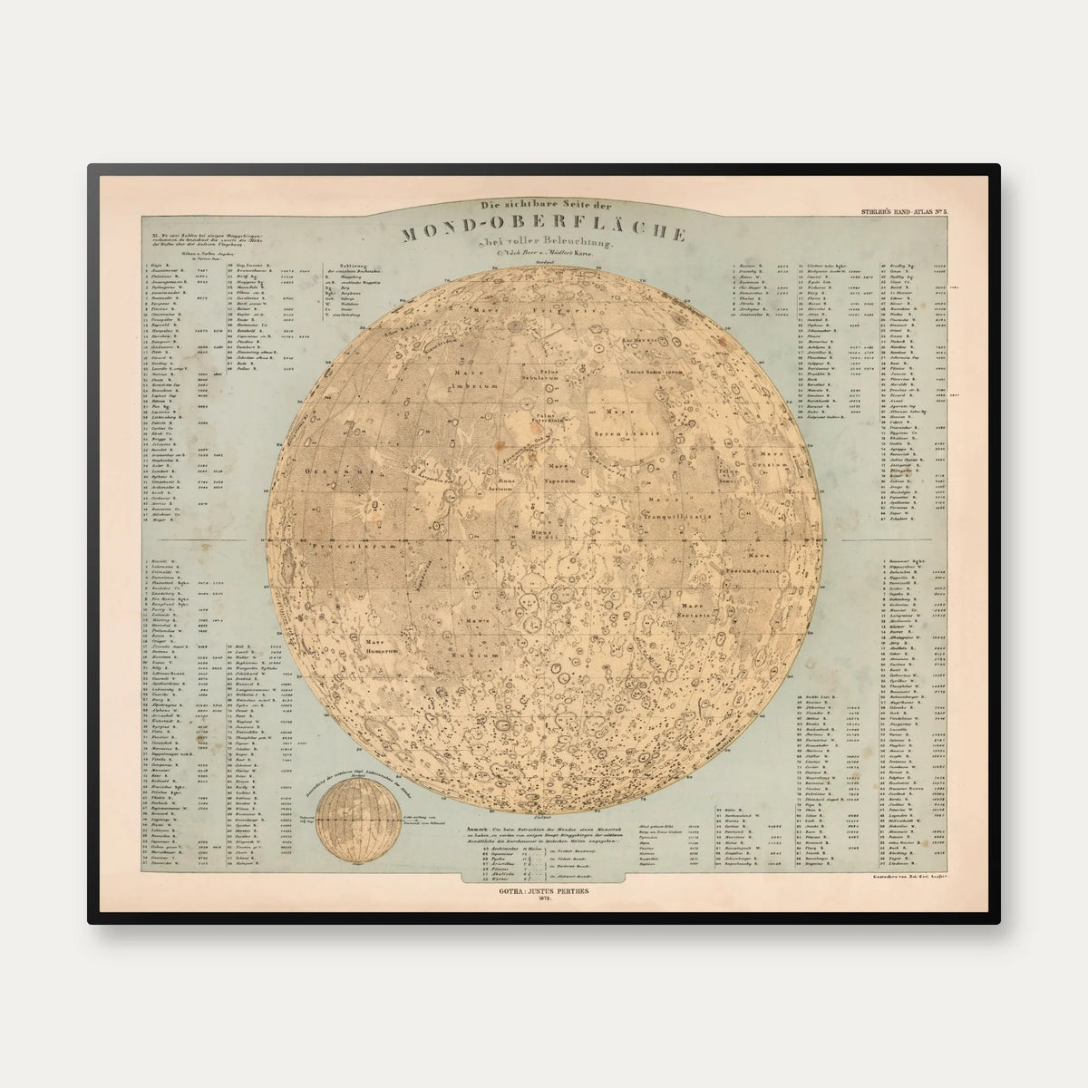 Moon Map 1873 - Atlasplakat - 72×60 cm – billede 1