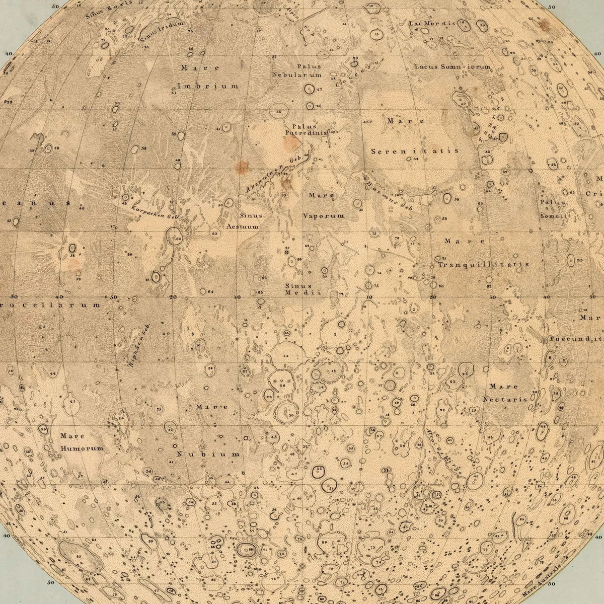 Moon Map 1873 - Atlasplakat - 72×60 cm – billede 4