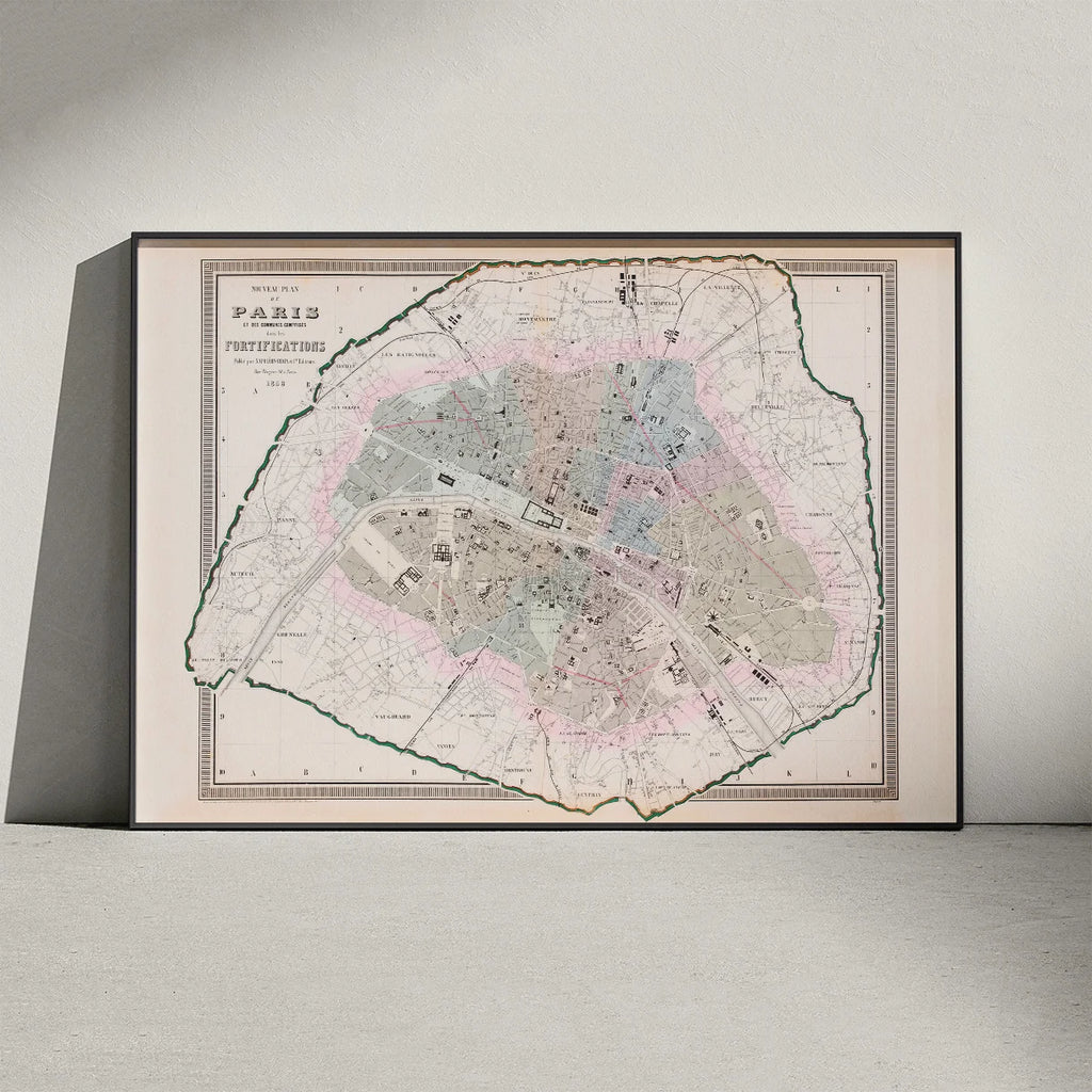 Paris Fortifications 1858 - Bykort – billede 3