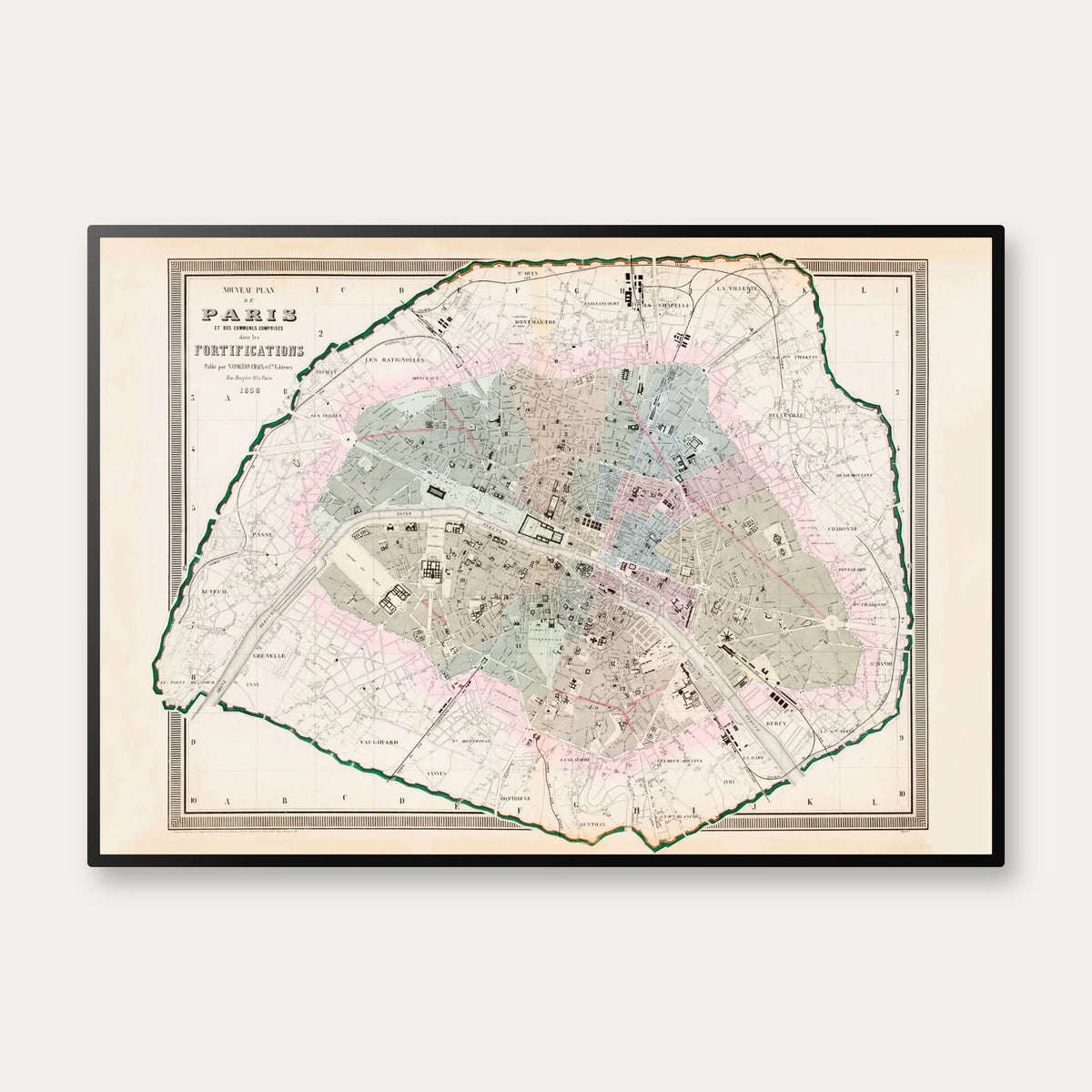 Paris Fortifications 1858 - Bykort – billede 1