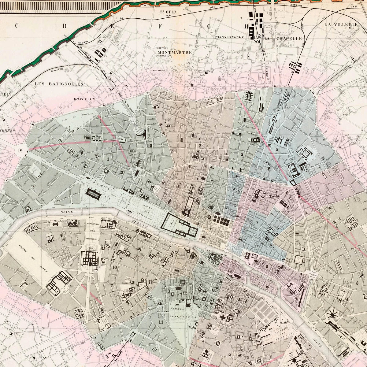 Paris Fortifications 1858 - Bykort – billede 4