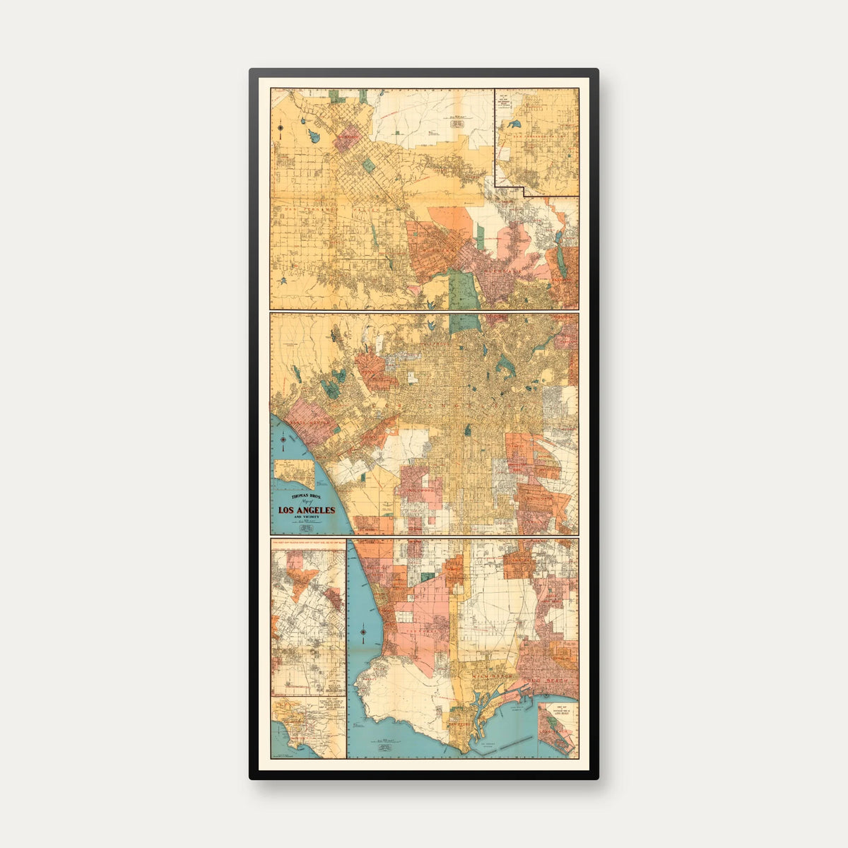 Los Angeles Vicinity 1938 - Bykort - 40×80 cm – billede 1