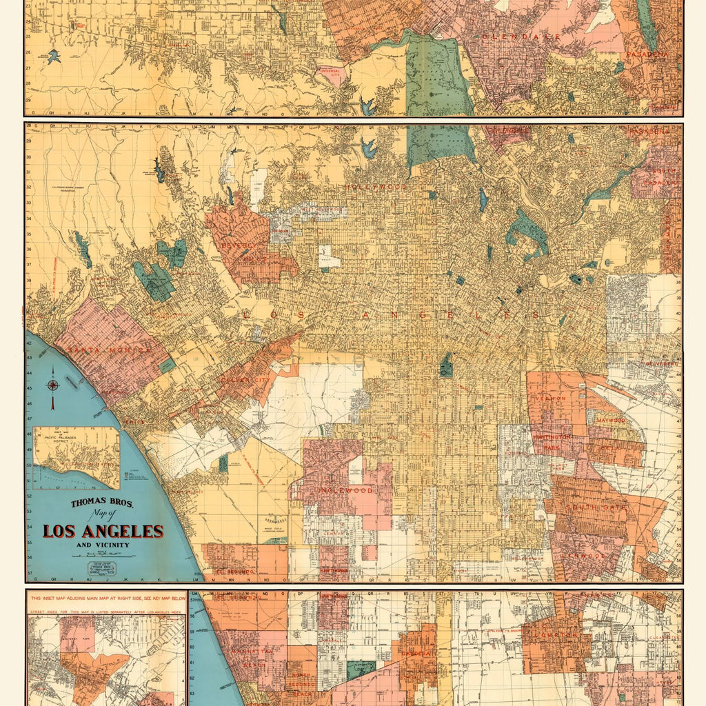 Los Angeles Vicinity 1938 - Bykort - 40×80 cm – billede 4