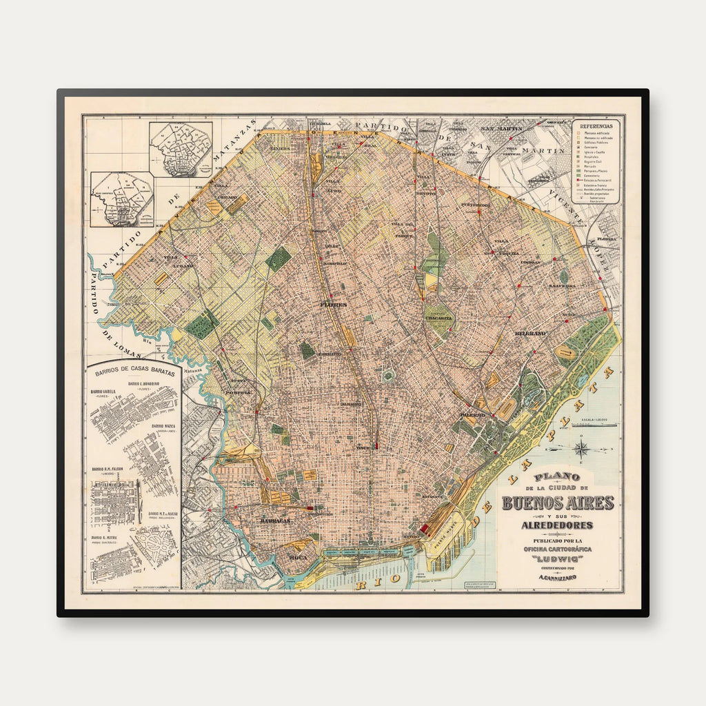 Buenos Aires Plan 1929 - Bykort - 65×58 cm – billede 1