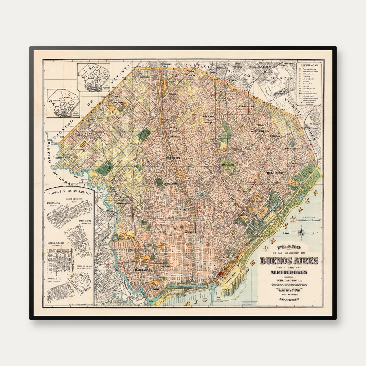 Buenos Aires Plan 1929 - Bykort - 65×58 cm – billede 1